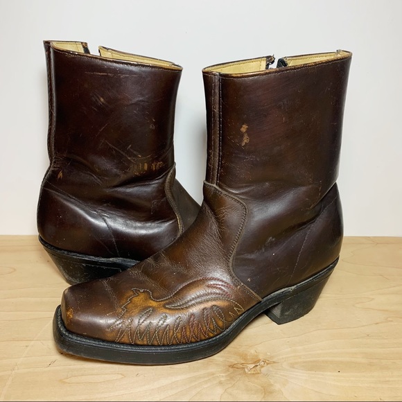 Wrangler Other - Leather Square Toe Eagle Stitching Ankle Boots